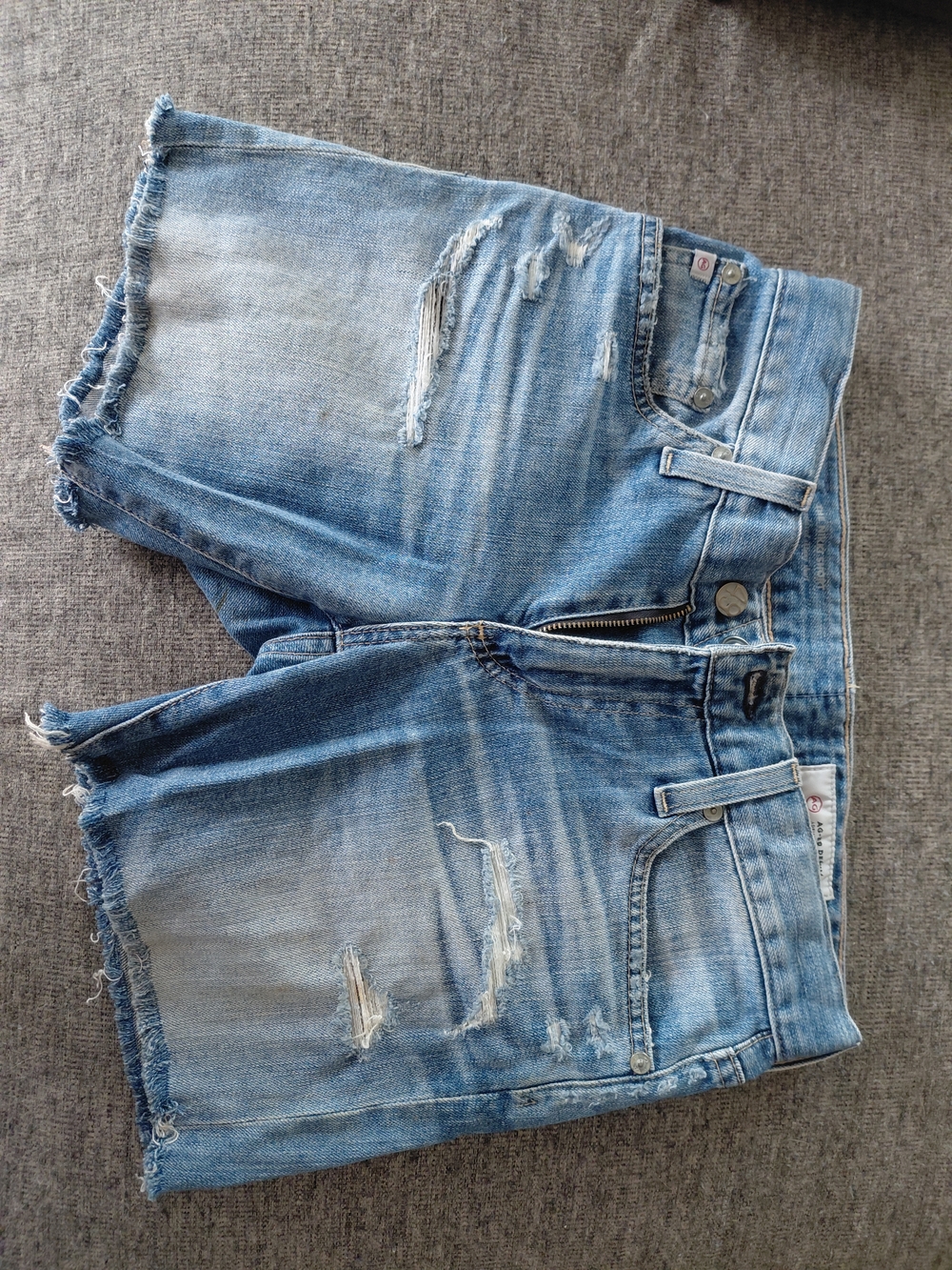 Ag Adriano Goldschmied Light Blue Distressed Denim Shorts